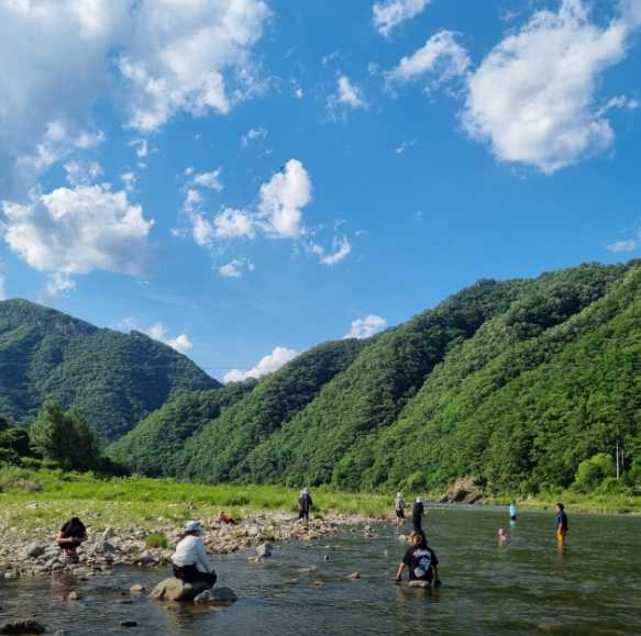 강원도 홍천강 팔봉산 인근 물놀이 가능 야영장 차박 도담 캠핑장